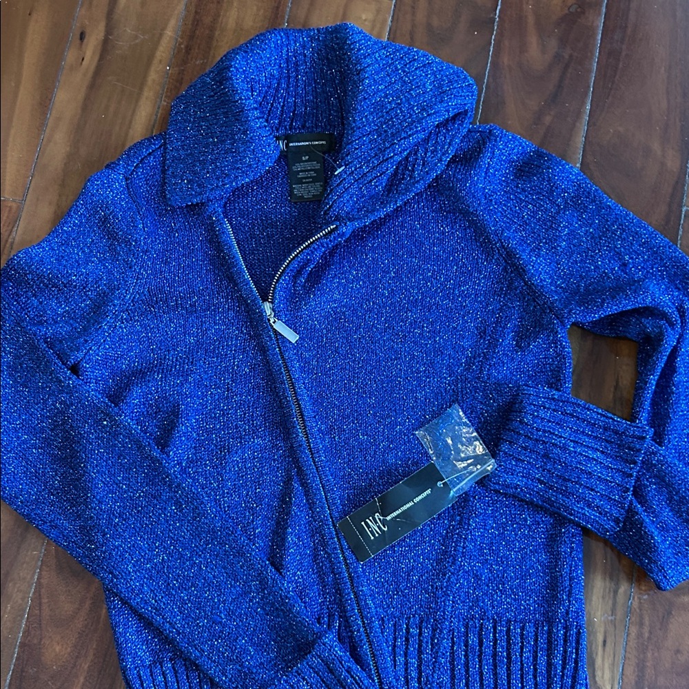 INC International Concepts Ladies  Zip-Up Sweater in Blue